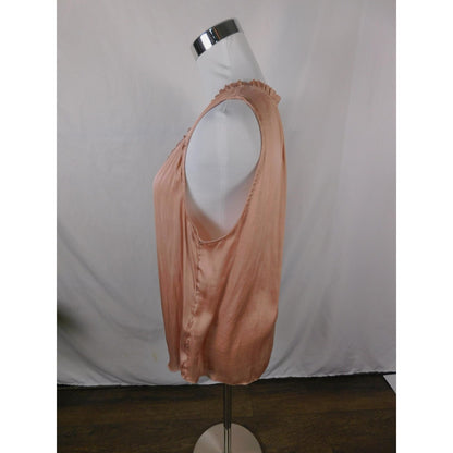 Banana Republic Blush Satin Blouse M V-Neck Ruffle