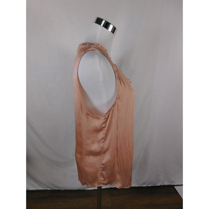Banana Republic Blush Satin Blouse M V-Neck Ruffle