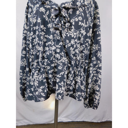 Old Navy Floral Peplum Blouse 2XL - Ruffle V-Neck - Excellent - Witchcore Earth