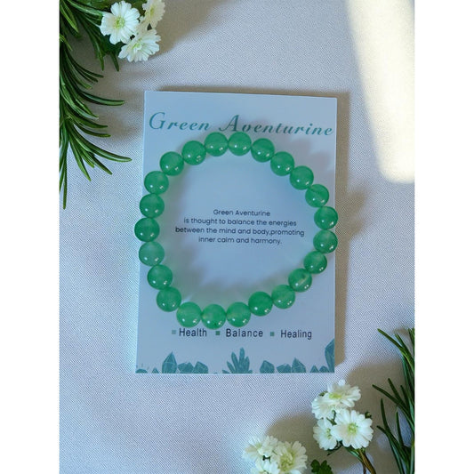 Green Aventurine Bead Bracelet Stretch Crystal Healing Energy Balance Gemstone J