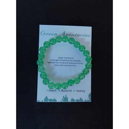 Green Aventurine Bead Bracelet Stretch Crystal Healing Energy Balance Gemstone J