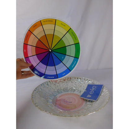 Efe Glass Decorative Bowl Handcrafted Silver Accents Pink Center 9" Made Turkey