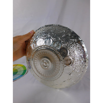 Efe Glass Decorative Bowl Handcrafted Silver Accents Pink Center 9" Made Turkey