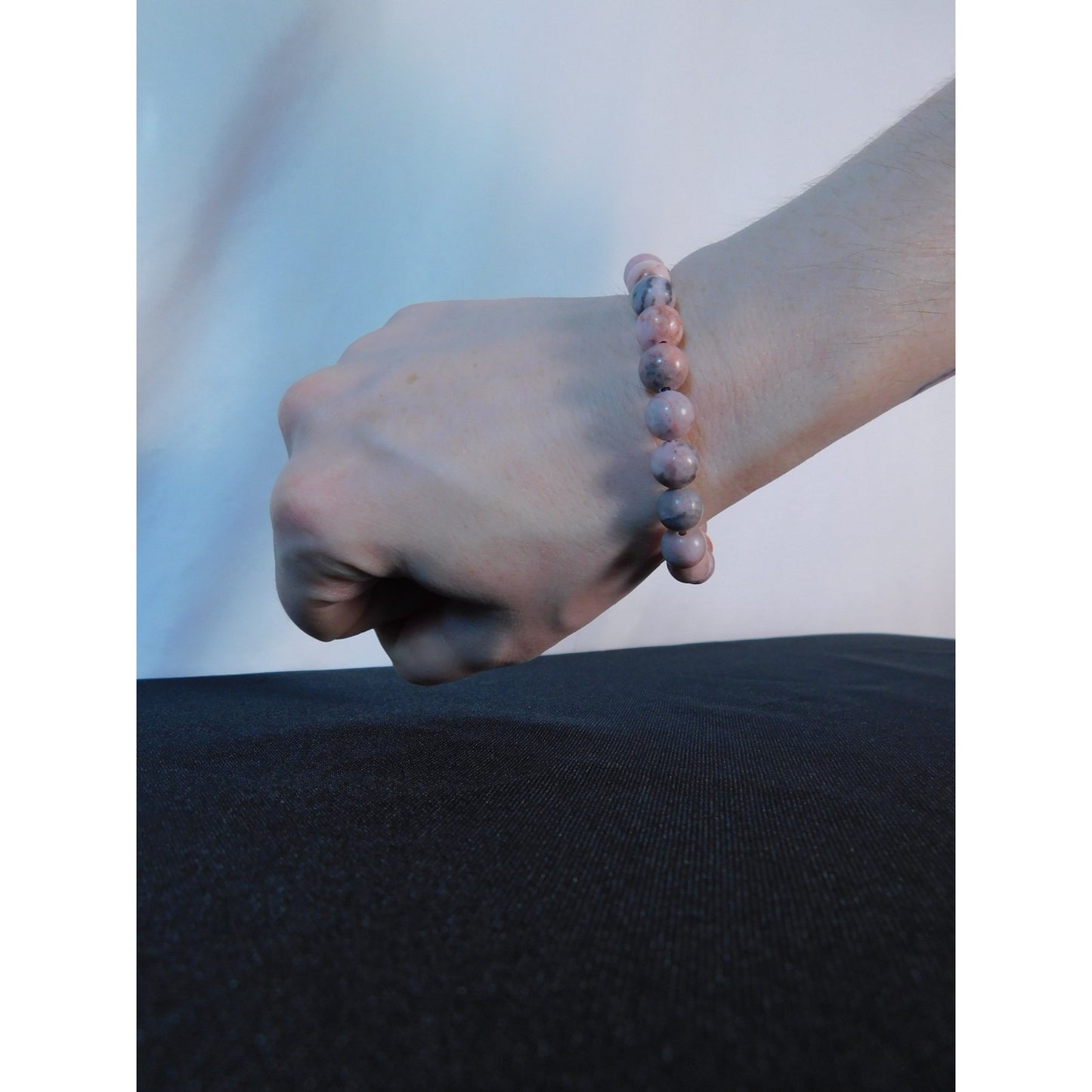 Pink Zebra Jasper Bracelet Natural Stone Beads Stretch Healing Jewelry Calming L