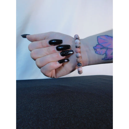 Pink Zebra Jasper Bracelet Natural Stone Beads Stretch Healing Jewelry Calming L