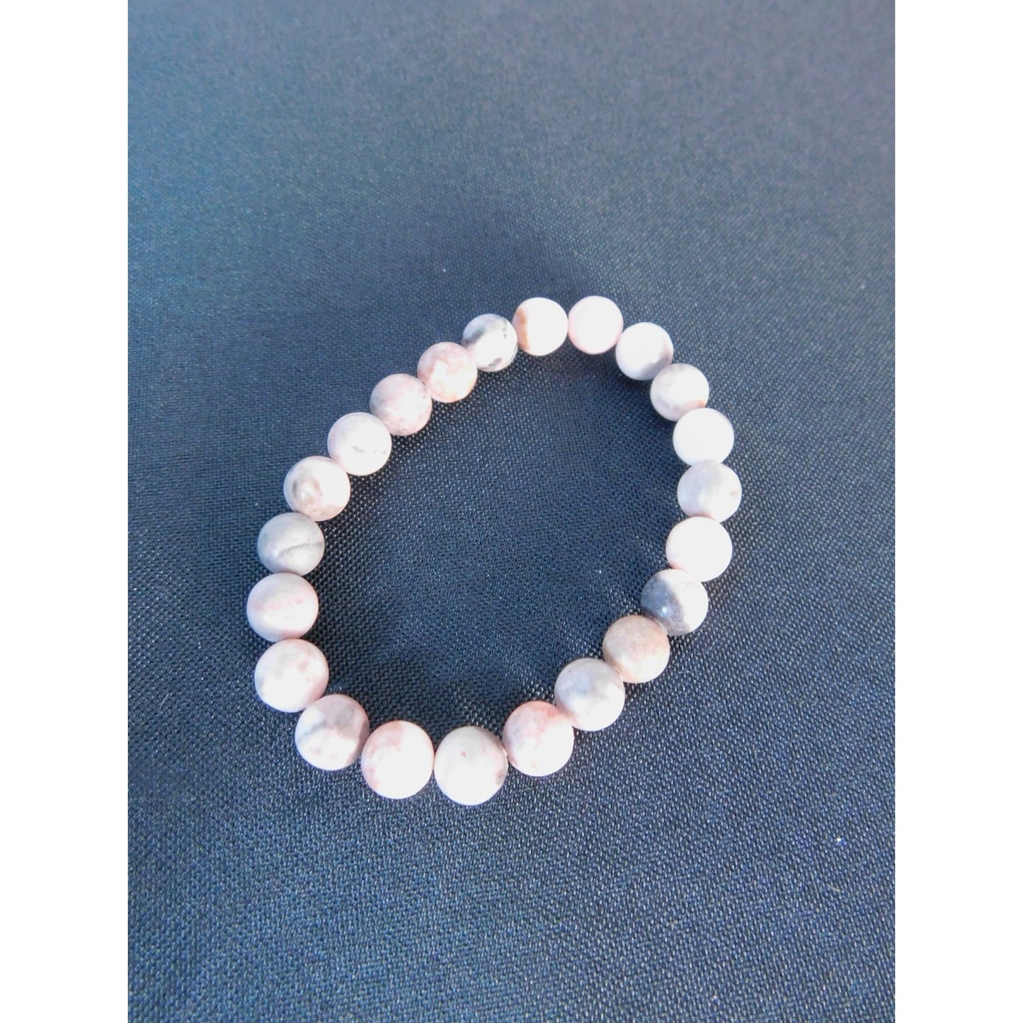 Pink Zebra Jasper Bracelet Natural Stone Beads Stretch Healing Jewelry Calming L