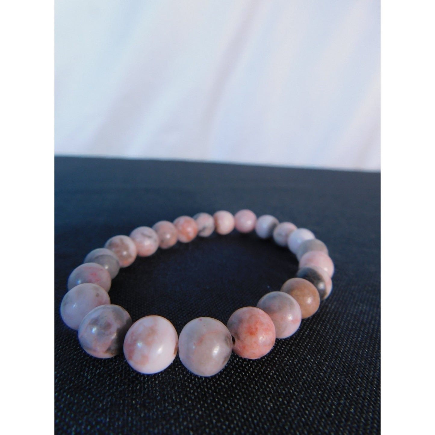 Pink Zebra Jasper Bracelet Natural Stone Beads Stretch Healing Jewelry Calming L