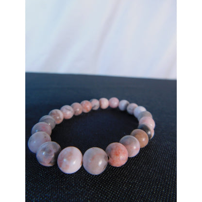 Pink Zebra Jasper Bracelet Natural Stone Beads Stretch Healing Jewelry Calming L