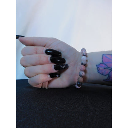 Pink Zebra Jasper Bracelet Natural Stone Beads Stretch Healing Jewelry Calming L