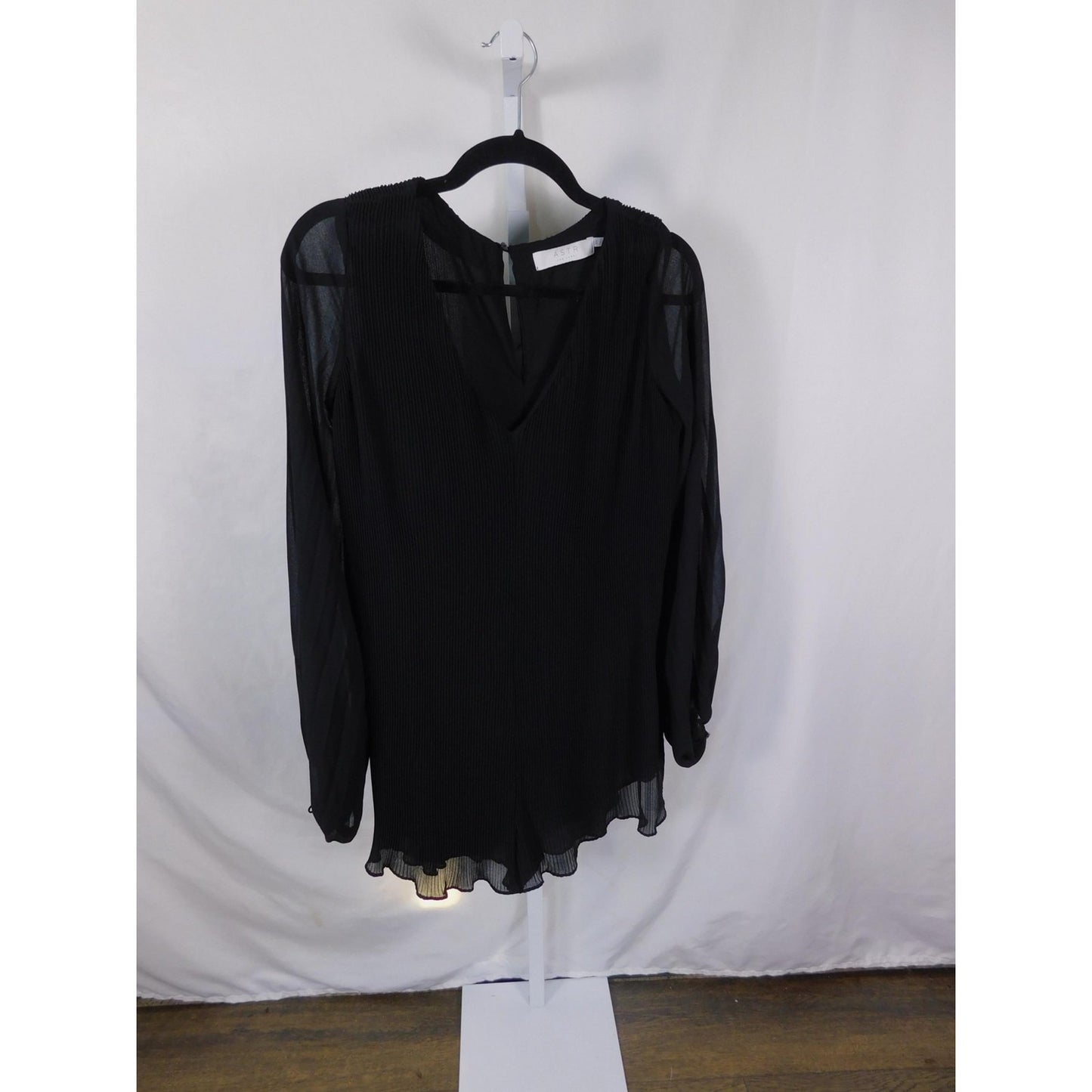 ASTR Black Pleated Romper XS - Sheer Sleeve - Excellent - Witchcore Elegant