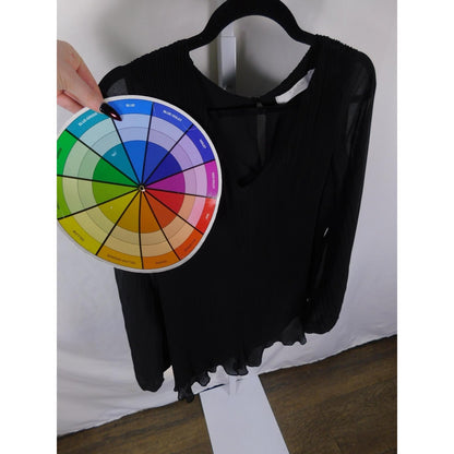 ASTR Black Pleated Romper XS - Sheer Sleeve - Excellent - Witchcore Elegant