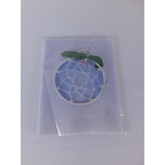 Unmarked Blue Dreamcatcher Christmas Bauble Ornament Holly Berries Tree Decor