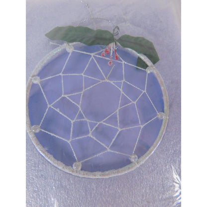Unmarked Blue Dreamcatcher Christmas Bauble Ornament Holly Berries Tree Decor
