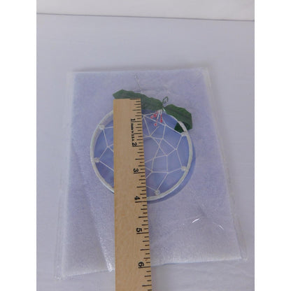 Unmarked Blue Dreamcatcher Christmas Bauble Ornament Holly Berries Tree Decor