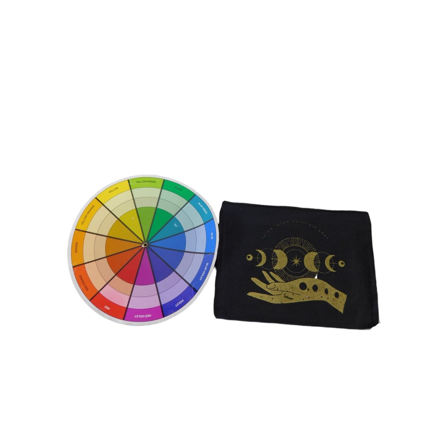 Moon Phase Canvas Zipper Pouch 9"x7" Gold Hand Design