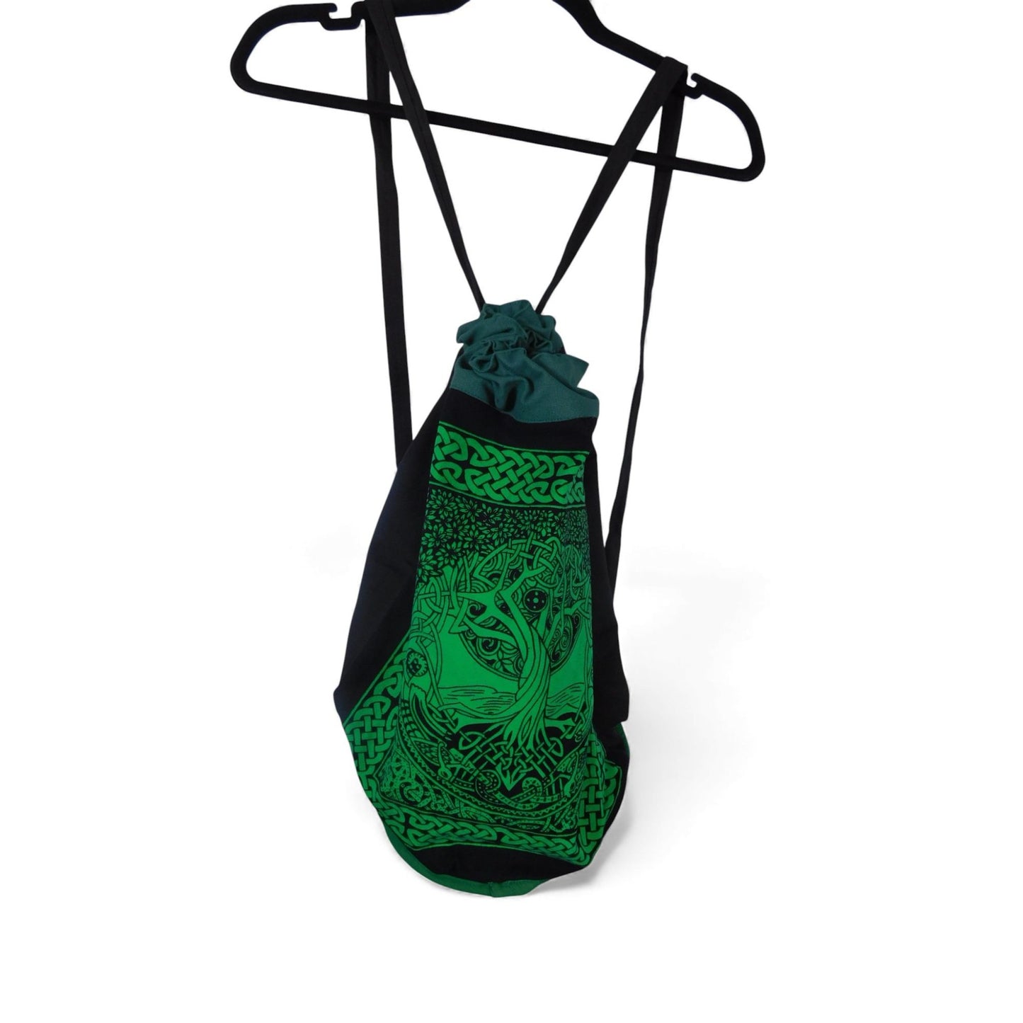 Celtic Tree Of Life Drawstring Backpack - Green & Black - New