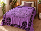 Purple Triquetra & Pentacle Cotton Tapestry, 72 x 108 in