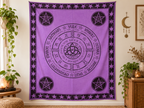 Purple Triquetra & Pentacle Cotton Tapestry, 72 x 108 in