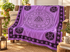 Purple Triquetra & Pentacle Cotton Tapestry, 72 x 108 in