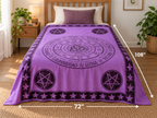 Purple Triquetra & Pentacle Cotton Tapestry, 72 x 108 in