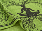 Green Meditation Tree Goddess Cotton Tapestry, 72 x 108 in