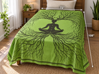 Green Meditation Tree Goddess Cotton Tapestry, 72 x 108 in