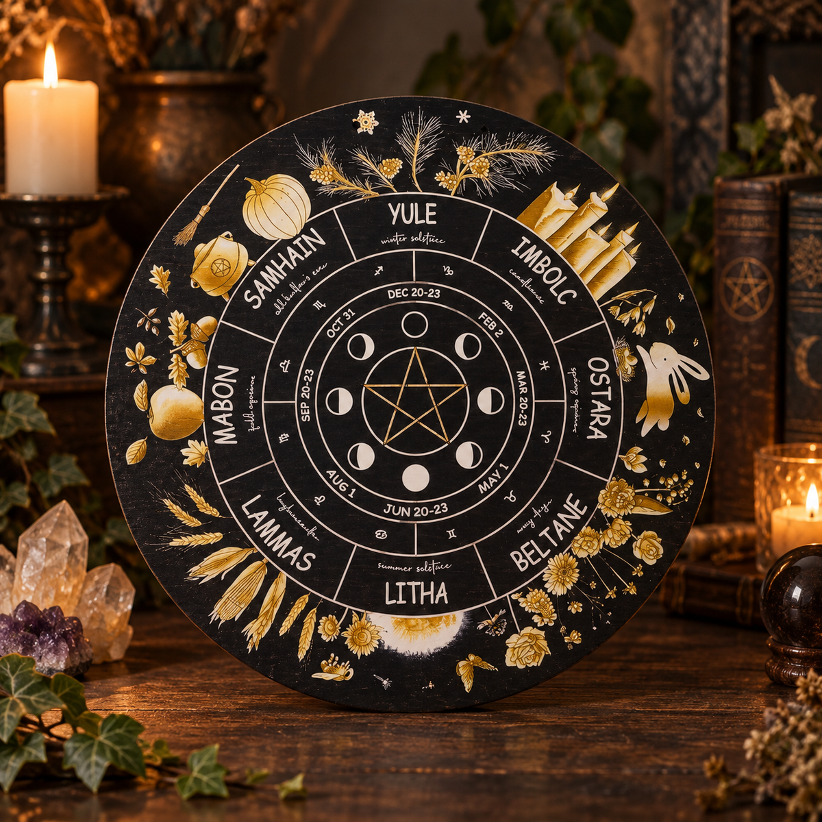 Wheel of the Year Sabbat Altar Plaque 12 inch
