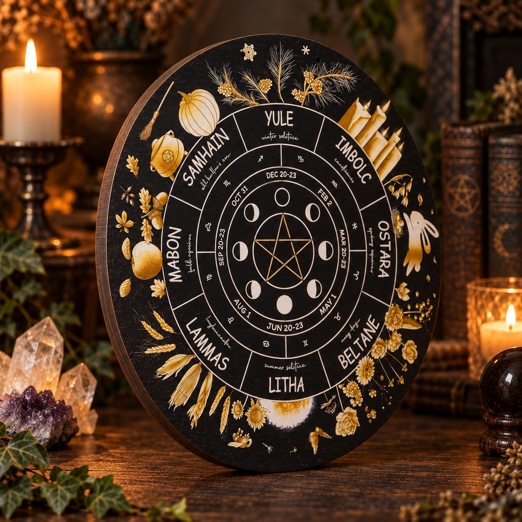 Wheel of the Year Sabbat Altar Plaque 12 inch