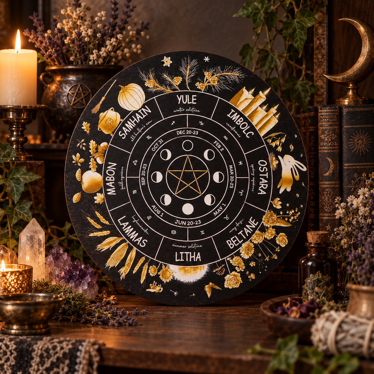 Wheel of the Year Sabbat Altar Plaque 12 inch