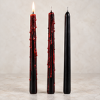 Black Bleeding Taper Candles, Set of 3