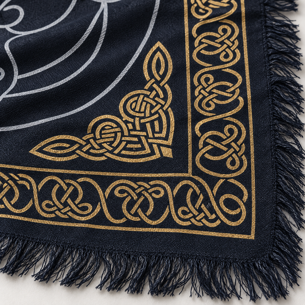 Triple Moon Altar Cloth, Gold & White, 18 x 18 in Cotton