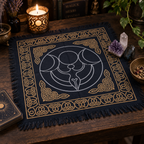 Triple Moon Altar Cloth, Gold & White, 18 x 18 in Cotton