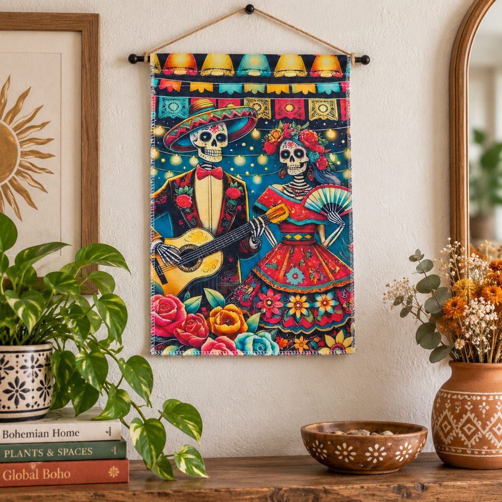 Día de los Muertos Skeleton Couple Garden Flag, 12 x 18 in