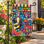 Día de los Muertos Skeleton Couple Garden Flag, 12 x 18 in