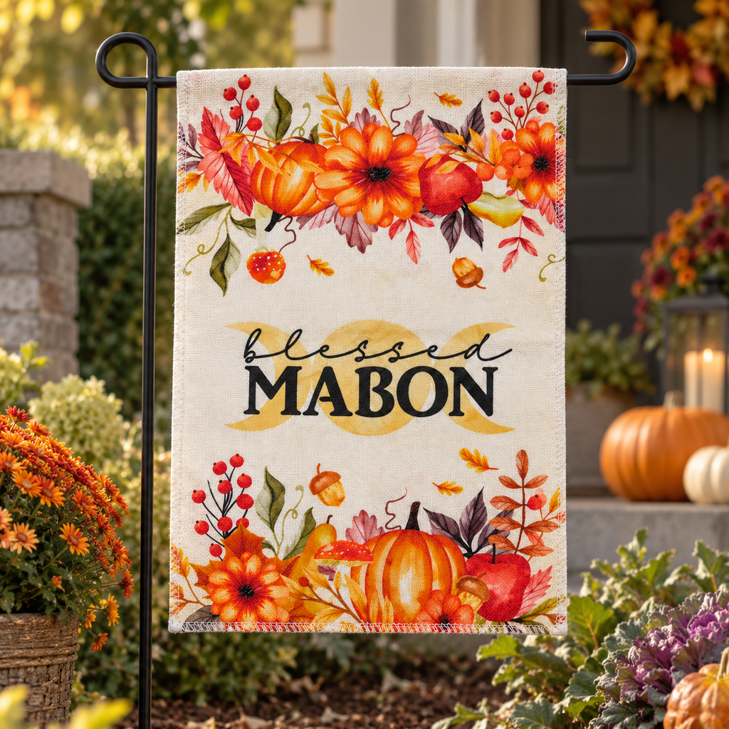 Blessed Mabon Garden Flag, Autumn Harvest, 12 x 18 in
