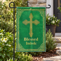 Blessed Imbolc Celtic Cross Garden Flag, 12 x 18 Inch