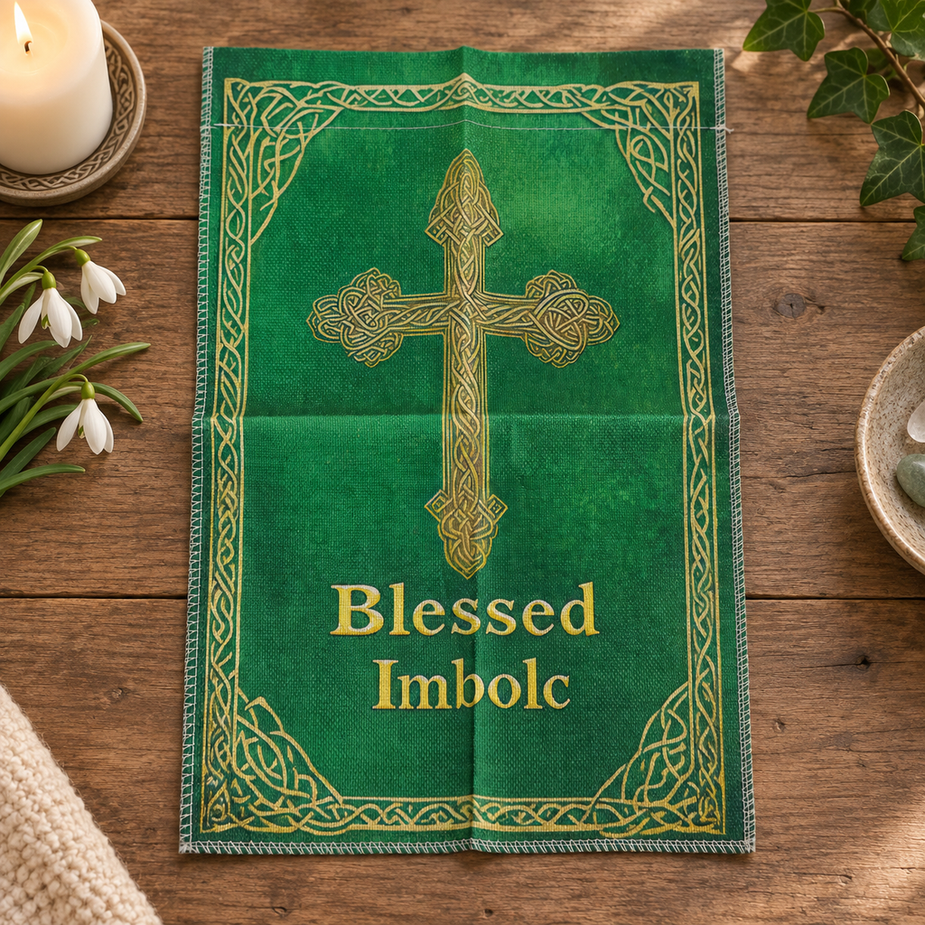 Blessed Imbolc Celtic Cross Garden Flag, 12 x 18 Inch