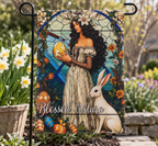Blessed Ostara Garden Flag, Art Nouveau Spring Design | 12 x 18 in