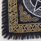 Pentacle Celtic Knot Altar Cloth, Black & Gold | Fringed