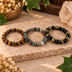 Pockets’ Crystal Bracelet Stack | Obsidian, Bloodstone & Tiger’s Eye