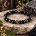 Gold Sheen Obsidian Gemstone 8mm Stretch Bracelet