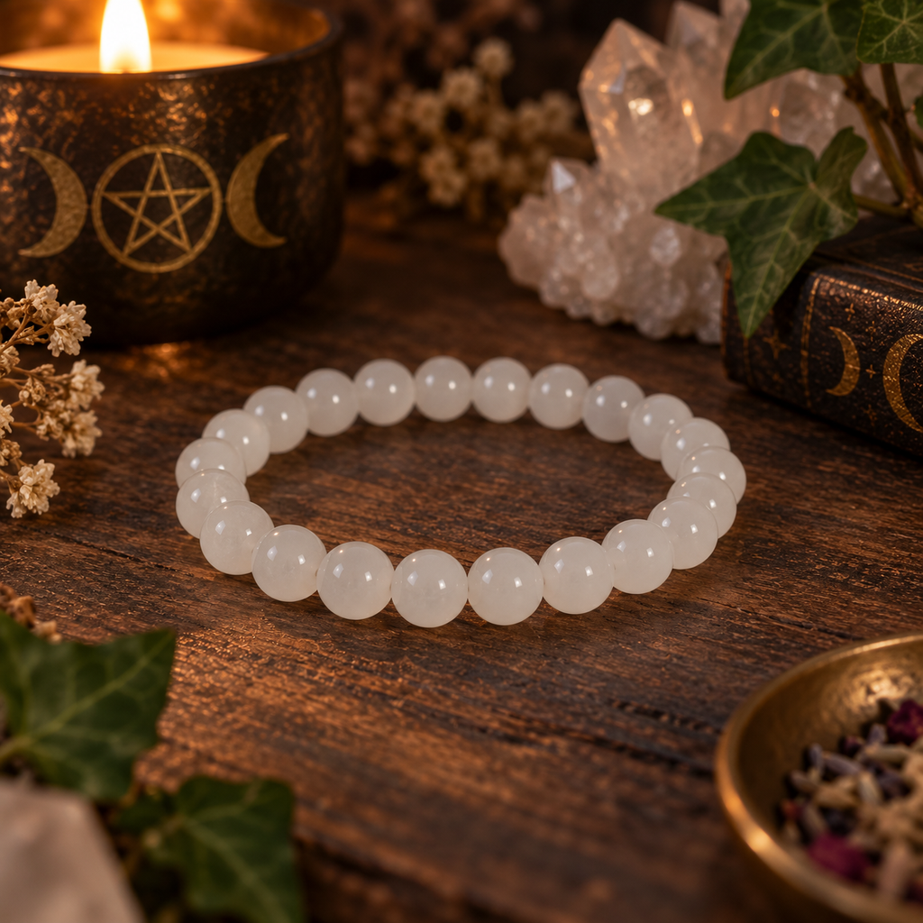 Natural Milky Quartz Crystal 8mm Stretch Bracelet