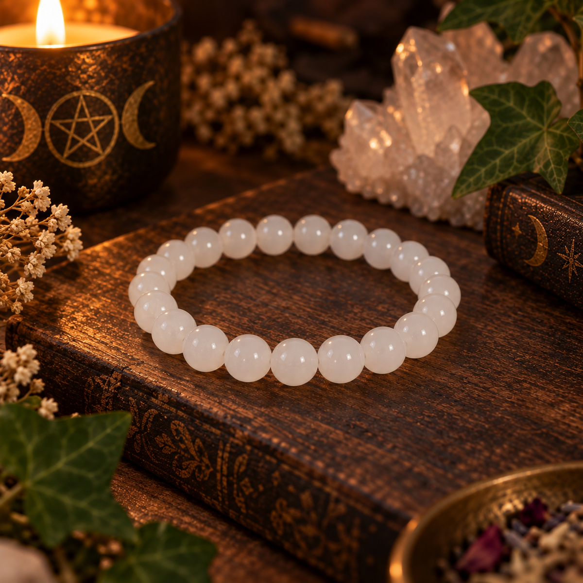 Natural Milky Quartz Crystal 8mm Stretch Bracelet