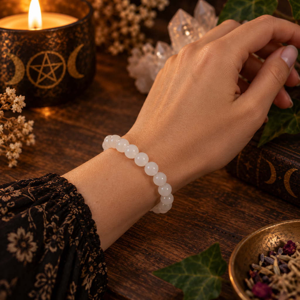 Natural Milky Quartz Crystal 8mm Stretch Bracelet