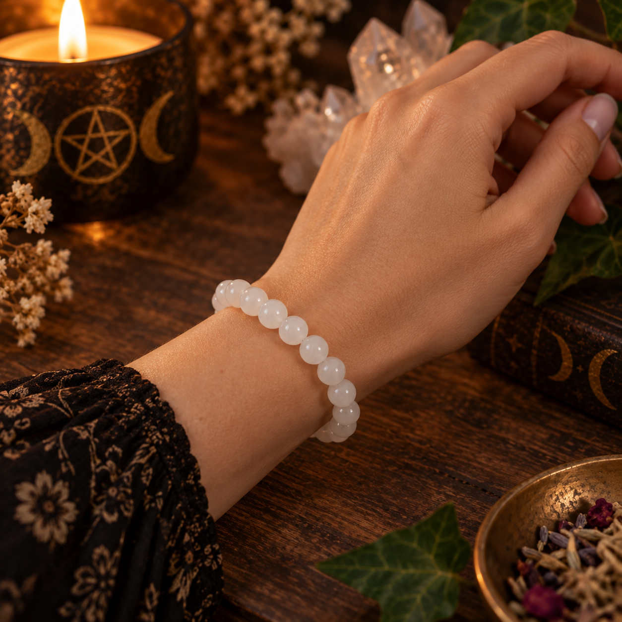 Natural Milky Quartz Crystal 8mm Stretch Bracelet