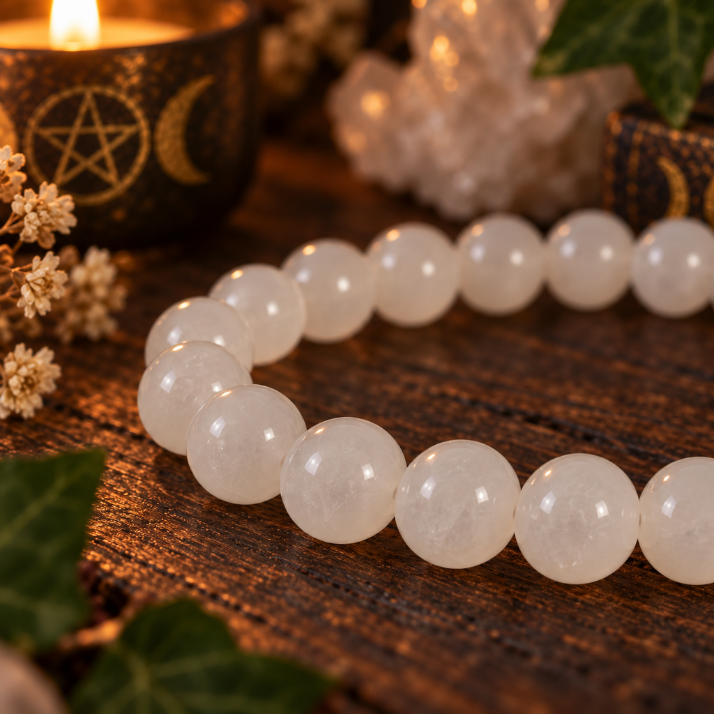 Natural Milky Quartz Crystal 8mm Stretch Bracelet