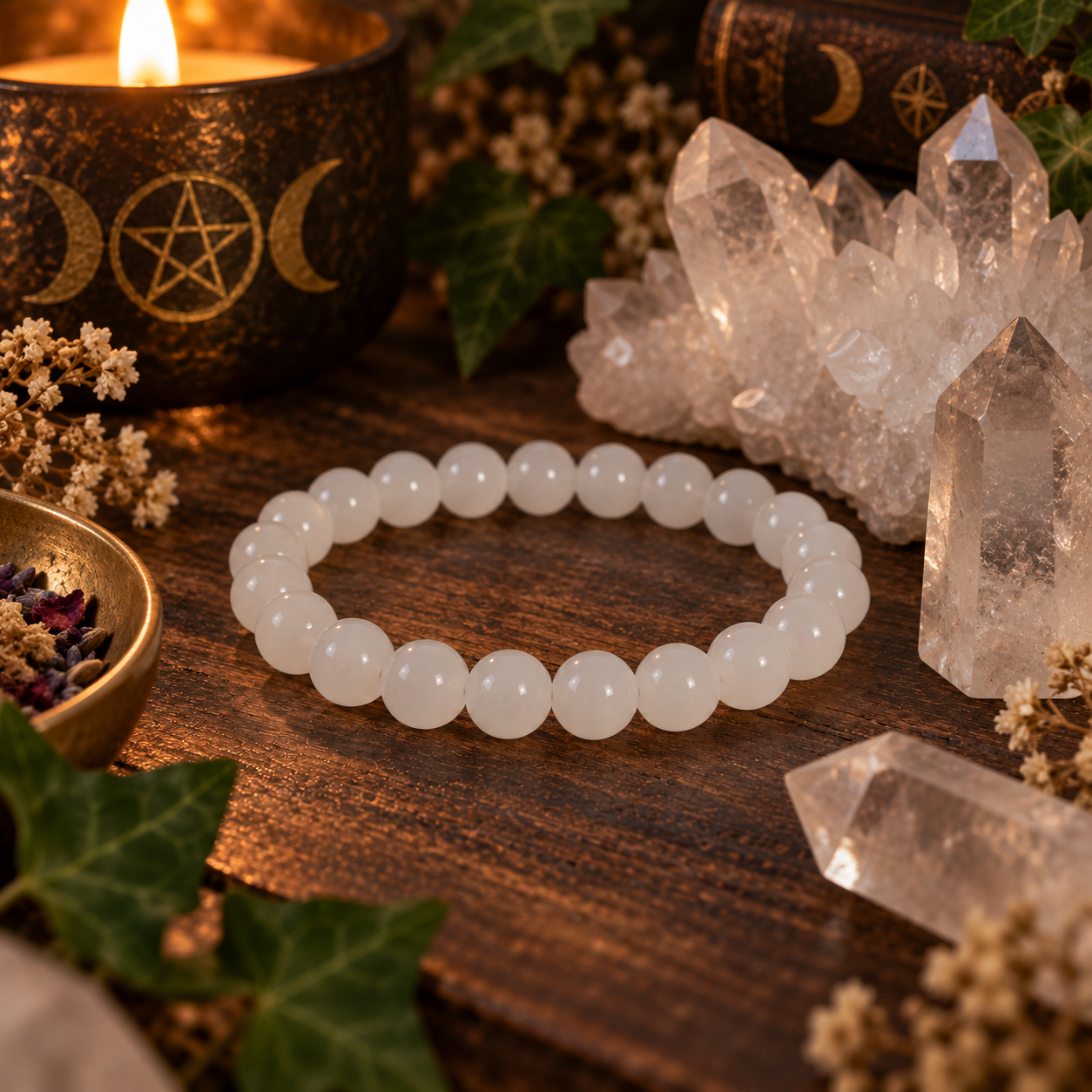 Natural Milky Quartz Crystal 8mm Stretch Bracelet