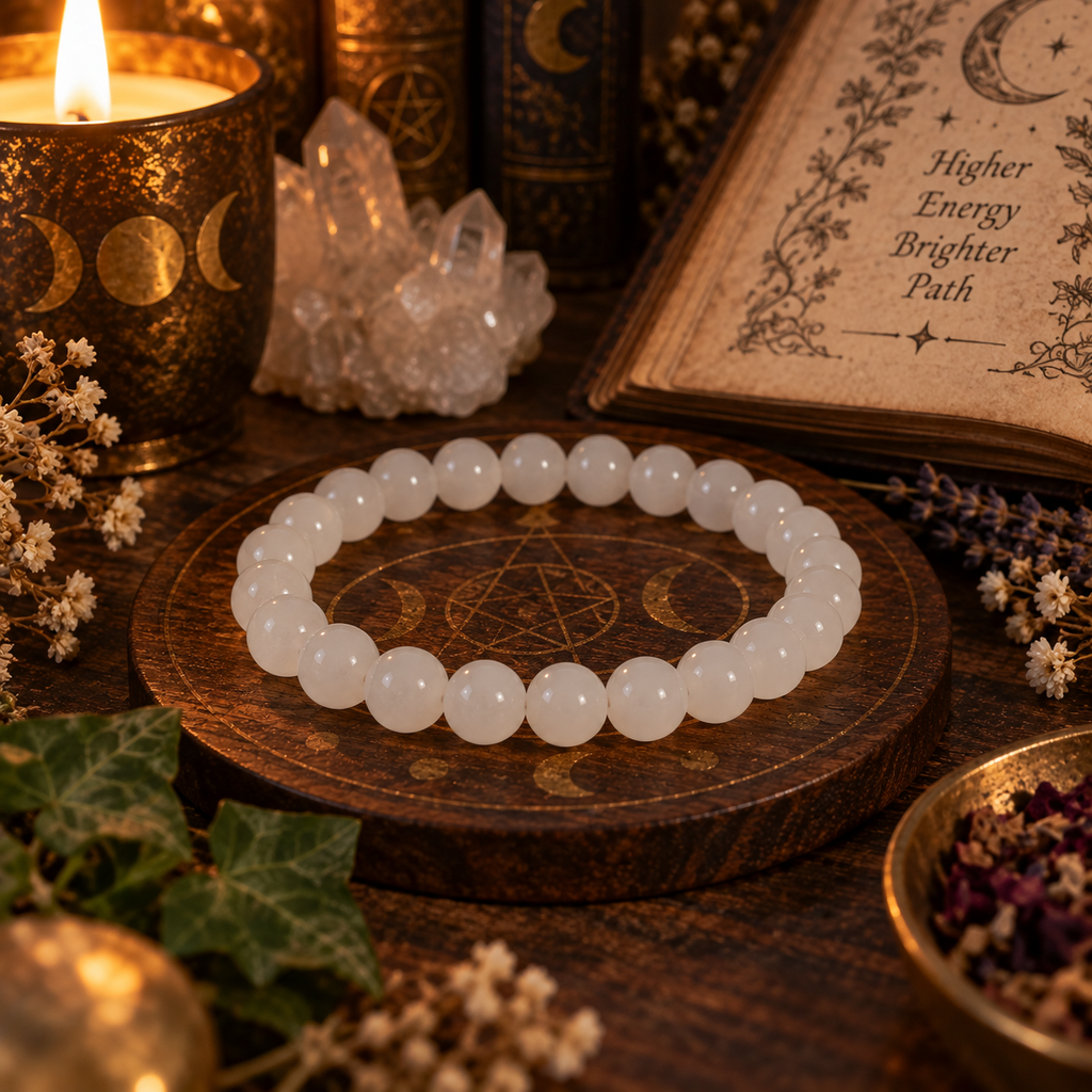 Natural Milky Quartz Crystal 8mm Stretch Bracelet