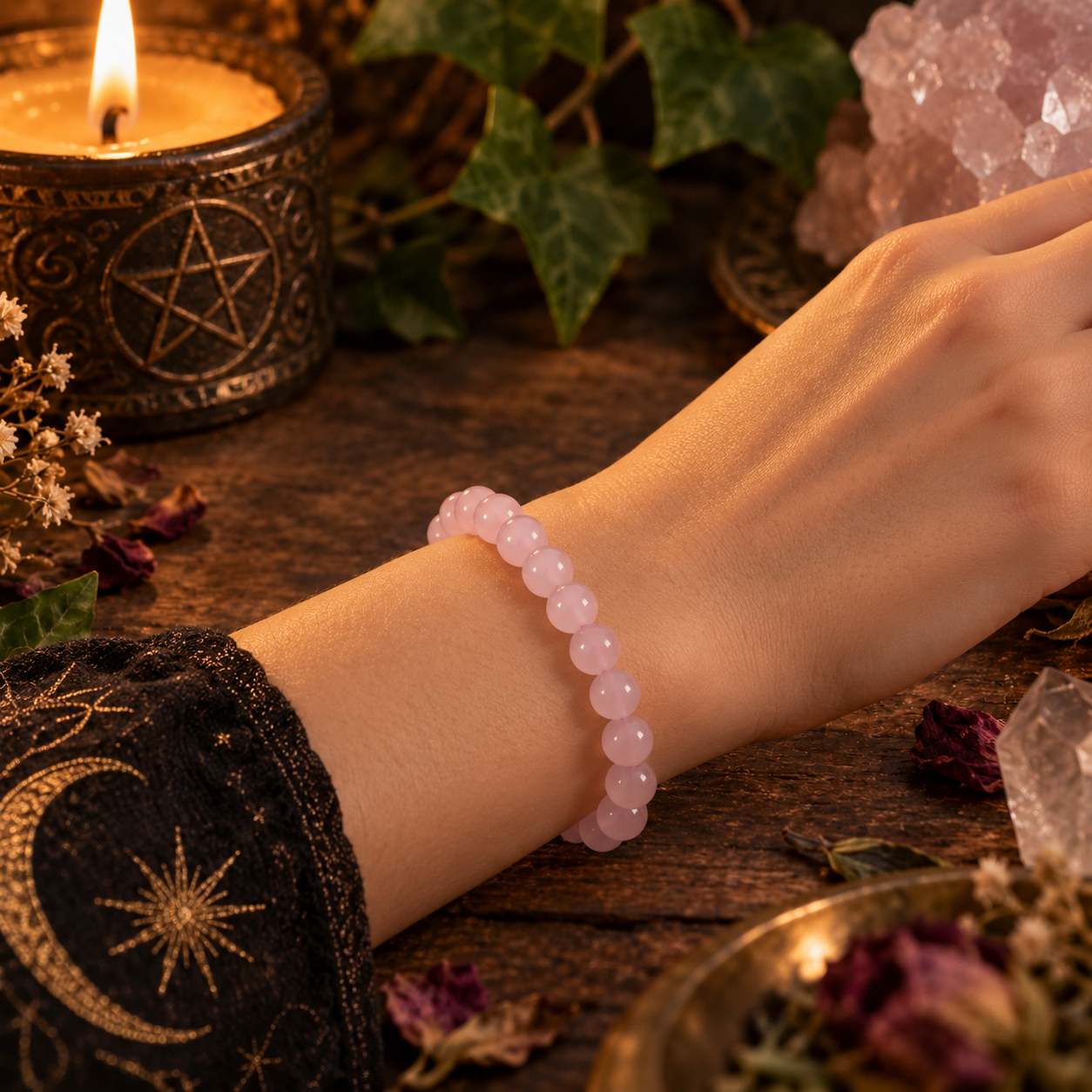 Natural Rose Quartz Crystal 8mm Stretch Bracelet