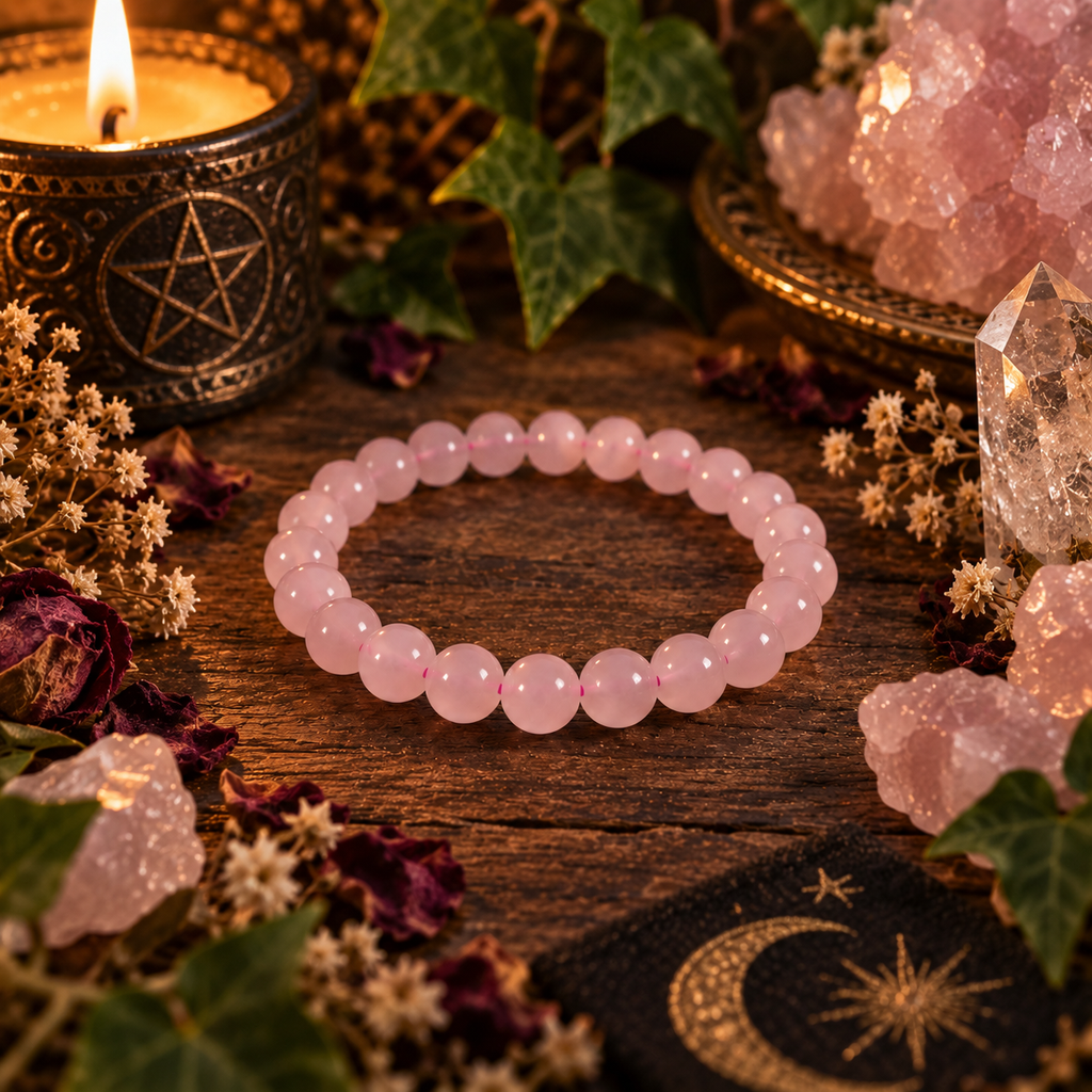 Natural Rose Quartz Crystal 8mm Stretch Bracelet